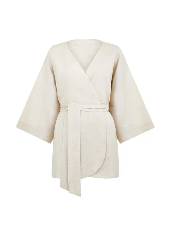 Trumpas lininis kimono SHINY LINEN