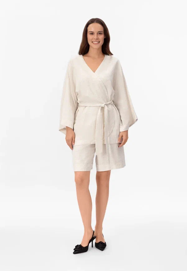 Trumpas lininis kimono SHINY LINEN
