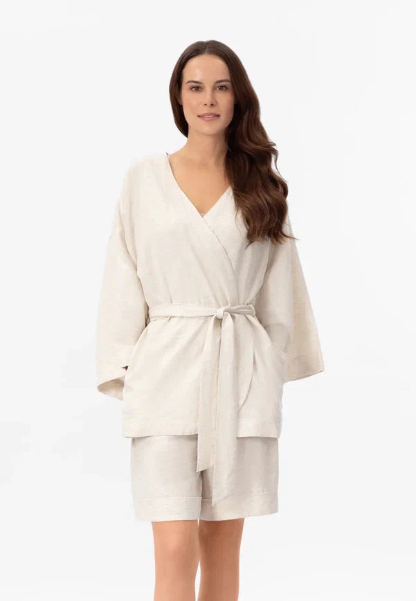 Trumpas lininis kimono SHINY LINEN