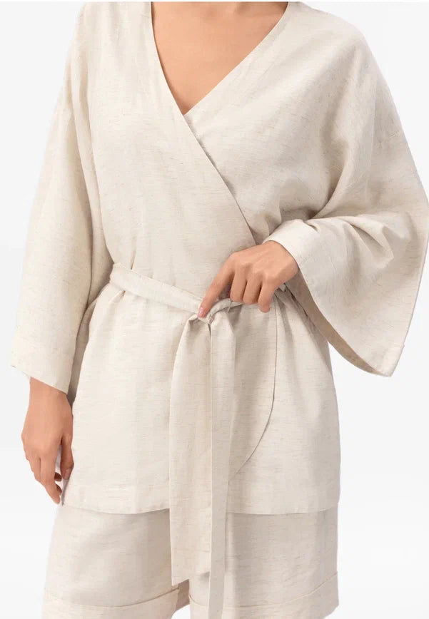 Trumpas lininis kimono SHINY LINEN