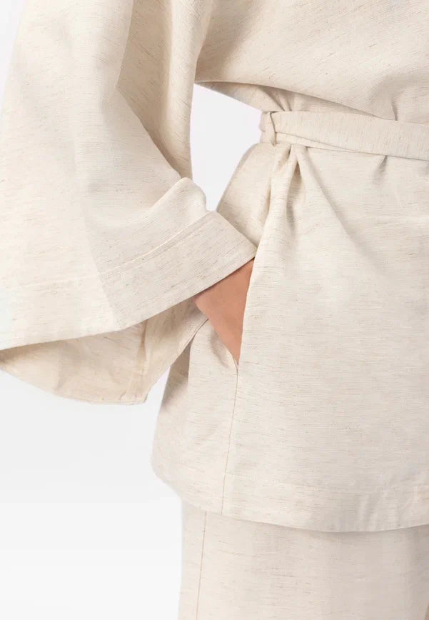 Trumpas lininis kimono SHINY LINEN