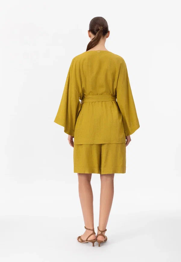 Trumpas lininis kimono SHINY LINEN