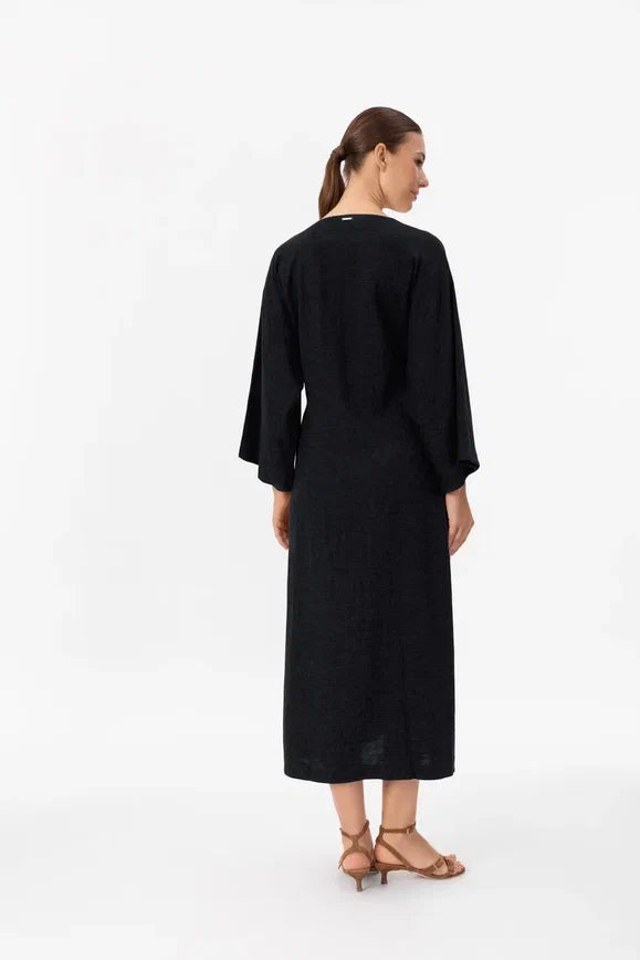 Vidutinio ilgio kimono tipo surišama suknelė SHINY LINEN