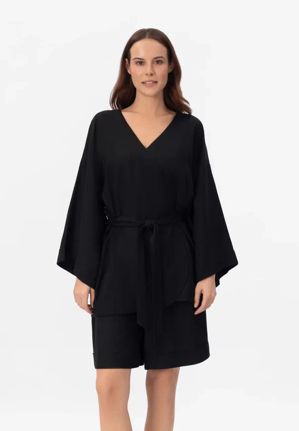 Trumpas lininis kimono SHINY LINEN