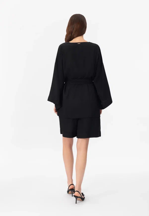 Trumpas lininis kimono SHINY LINEN