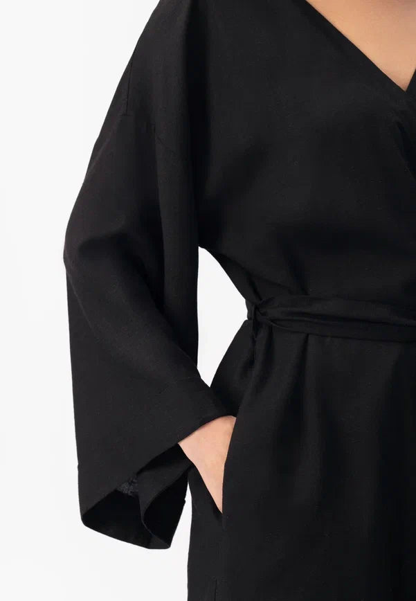Trumpas lininis kimono SHINY LINEN
