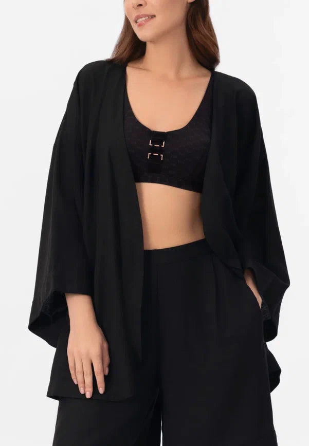 Trumpas lininis kimono SHINY LINEN