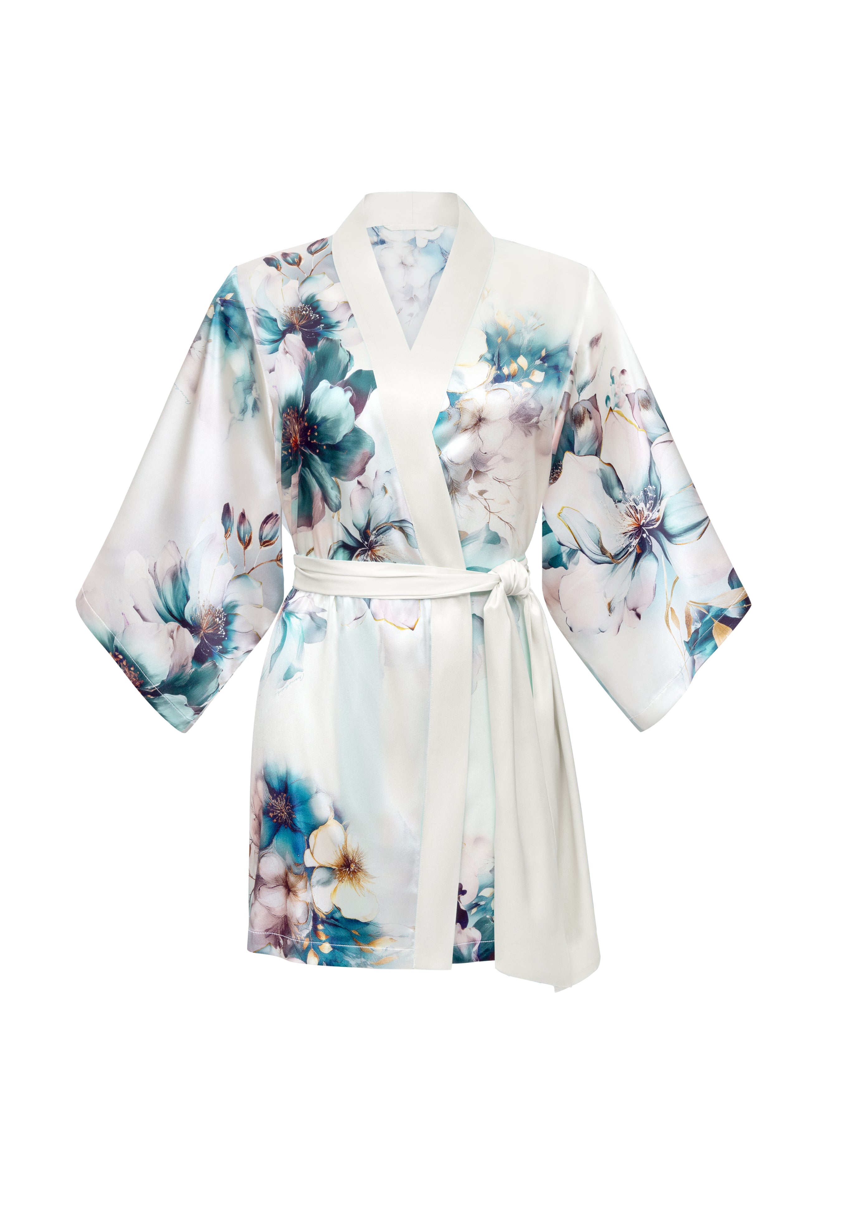 Trumpas šilko kimono FLORELLE