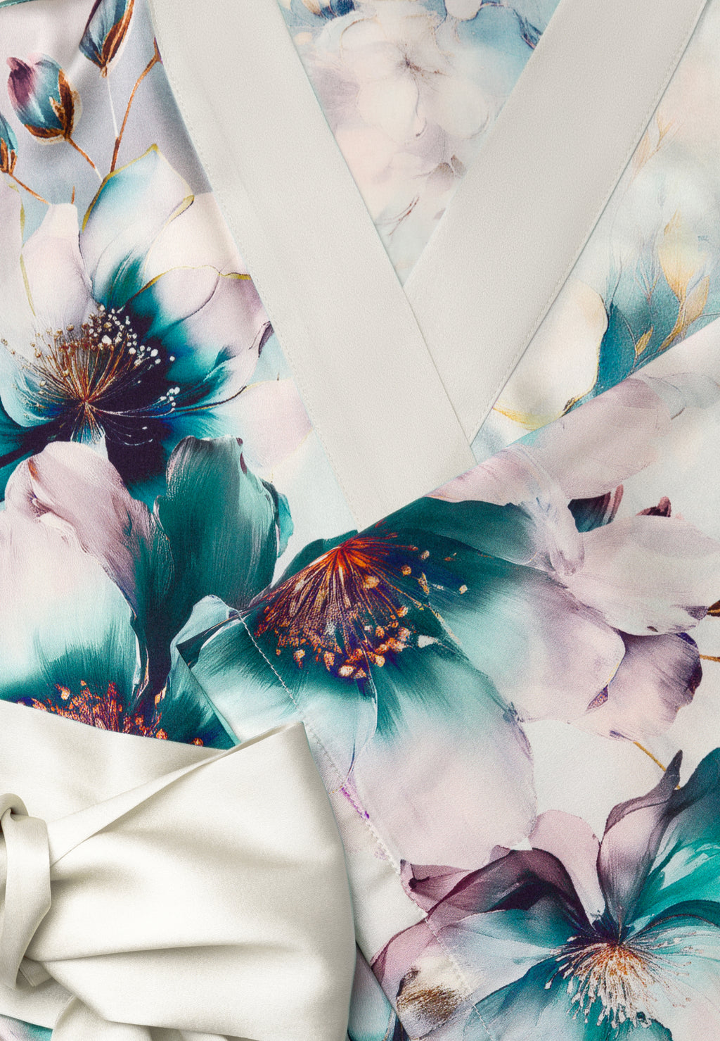Trumpas šilko kimono FLORELLE