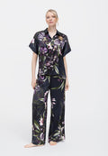 Tiesaus kirpimo šilkinės kelnės ORCHID BLACK