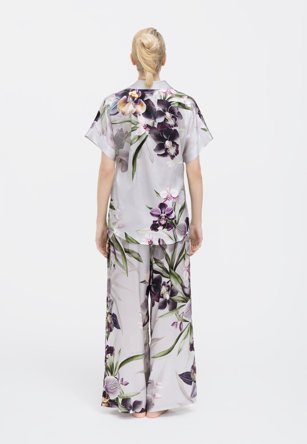 Tiesaus kirpimo šilkinės kelnės ORCHID WHITE